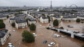 France is under water! Cars and people floating in water, flash floods in Givors