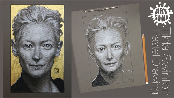 Как нарисовать Портрет Пастелью и Углем : Tilda Time lapse