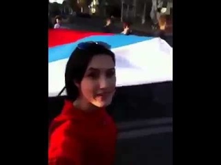 Огромный российский флаг на день города Луганска!