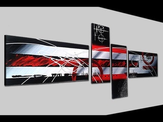Abstract acrylic painting 4 pieces - Complete video- Interception by Roxer Vidal