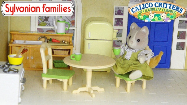 Sylvanian Families Calico Critters Kitchen Setup and adding Fridge Set Kids
