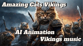 AI animation - Cats Vikings. Vikings music.