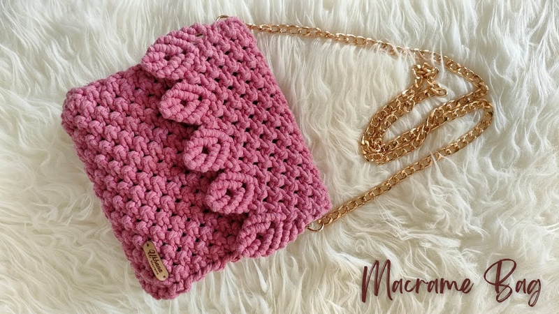 Macrame Sling Bag Tutorial with Leaf Pattern, Tas Selempang Macrame, Bolsa de