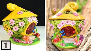 ♡ DIY Fairy Garden House | Clay Coil Pot Fairy House | DIY Air Dry Clay Tutorial ♡