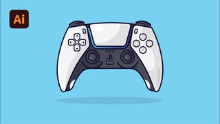 Flat Design PS5 Controller - Illustrator Step by Step Tutorial for Beginners