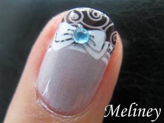 Konad Stamping Nail Art - Princess Bow Nails Pretty French Tip Manicure Design for Short nails
