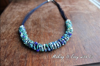 Ethnic Inspired Beaded Wire and Leather Necklace